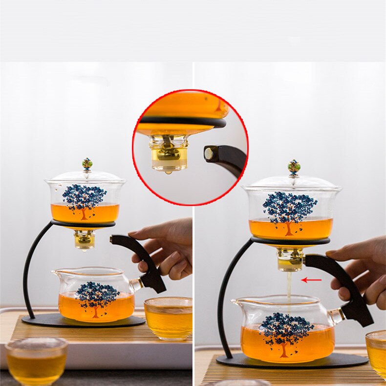 Creative Discoloration Teapot Glass Lazy Automatic Tea Making Household Puer Scented Kung Fu tea Tea Set Infuser Drinking-Health Wisdom™