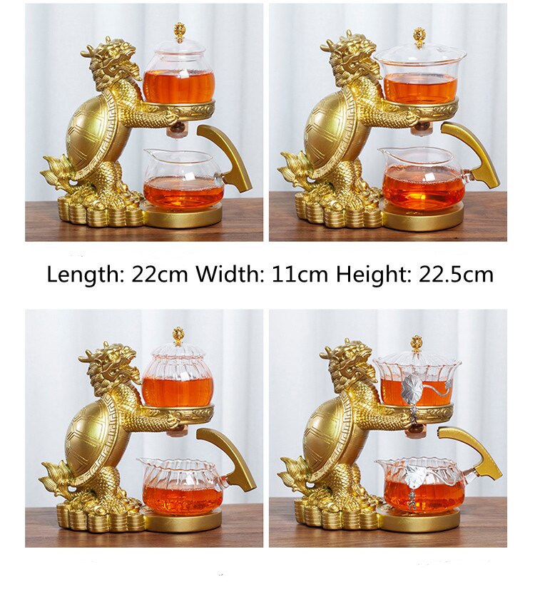 Creative Dragon Turtle Teapot Glass Lazy Automatic Tea Making Household Pu'er Oolong Tea Set Infuser Drinking-Health Wisdom™