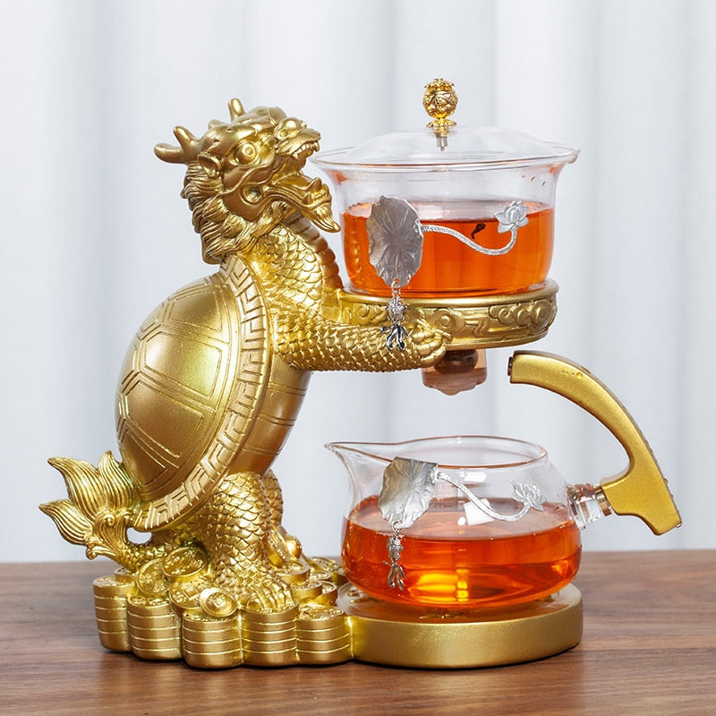Creative Dragon Turtle Teapot Glass Lazy Automatic Tea Making Household Pu'er Oolong Tea Set Infuser Drinking-Health Wisdom™