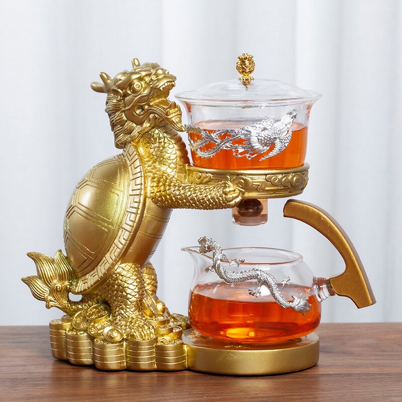 Creative Dragon Turtle Teapot Glass Lazy Automatic Tea Making Household Pu'er Oolong Tea Set Infuser Drinking-Health Wisdom™