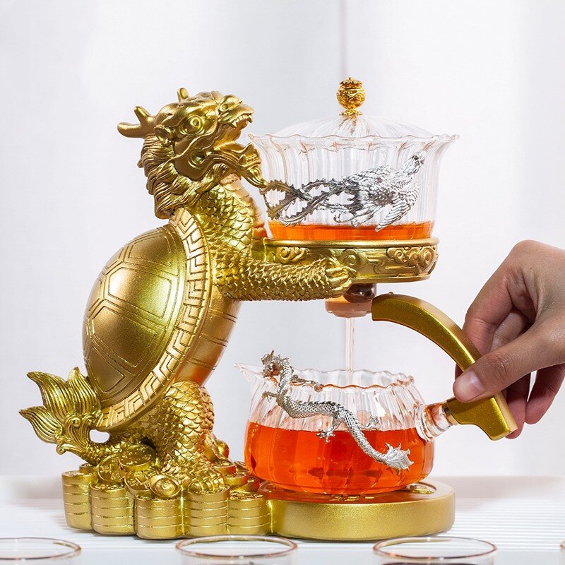 Creative Dragon Turtle Teapot Glass Lazy Automatic Tea Making Household Pu'er Oolong Tea Set Infuser Drinking-Health Wisdom™