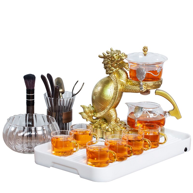 Creative Dragon Turtle Teapot Glass Lazy Automatic Tea Making Household Puer Oolong Tea Set Infuser Drinking-Health Wisdom™