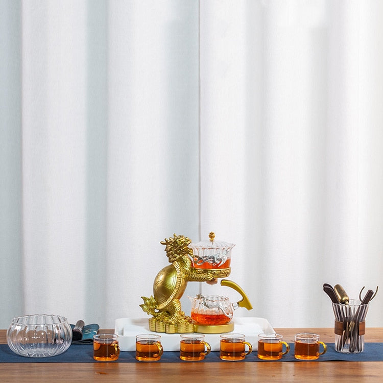Creative Dragon Turtle Teapot Glass Lazy Automatic Tea Making Household Puer Oolong Tea Set Infuser Drinking-Health Wisdom™
