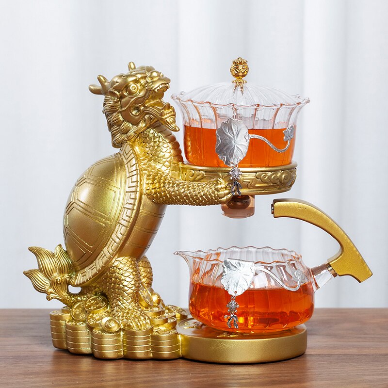 Creative Dragon Turtle Teapot Glass Lazy Automatic Tea Making Household Puer Oolong Tea Set Infuser Drinking-Health Wisdom™