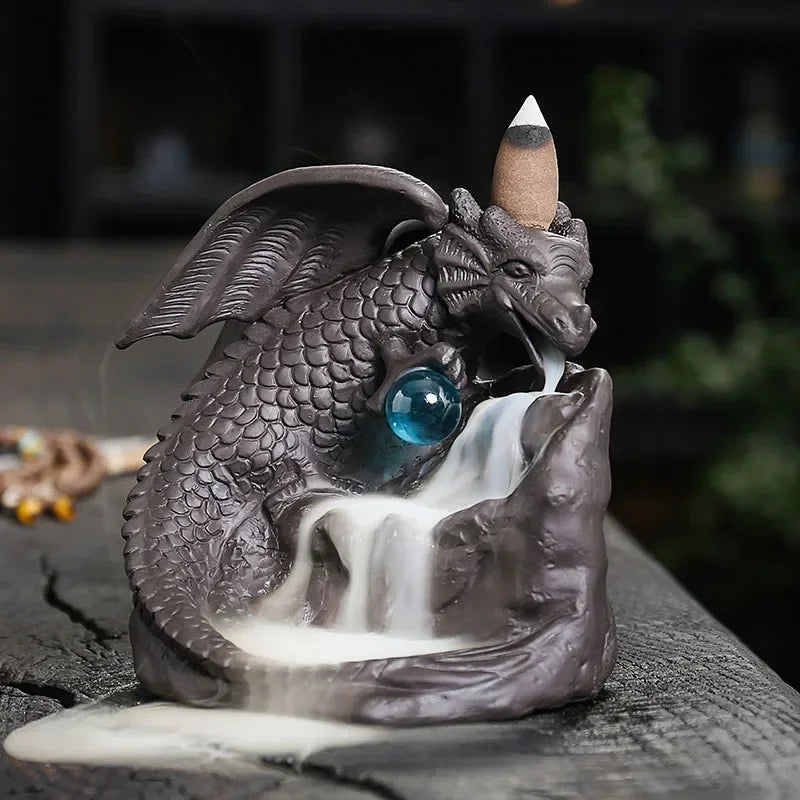 Creative European Style Winged Dragon Sandalwood Backflow Incense Burner Home Decoration Dragon Year Mascot (Without Incense)-Health Wisdom™