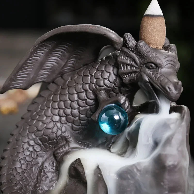 Creative European Style Winged Dragon Sandalwood Backflow Incense Burner Home Decoration Dragon Year Mascot (Without Incense)-Health Wisdom™