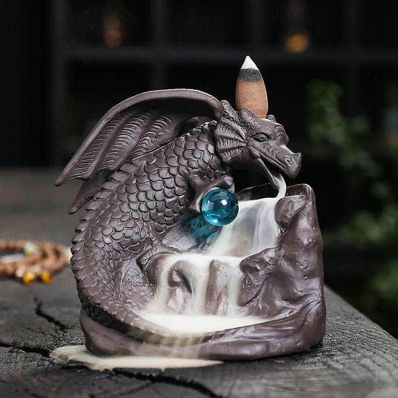 Creative European Style Winged Dragon Sandalwood Backflow Incense Burner Home Decoration Dragon Year Mascot (Without Incense)-Health Wisdom™