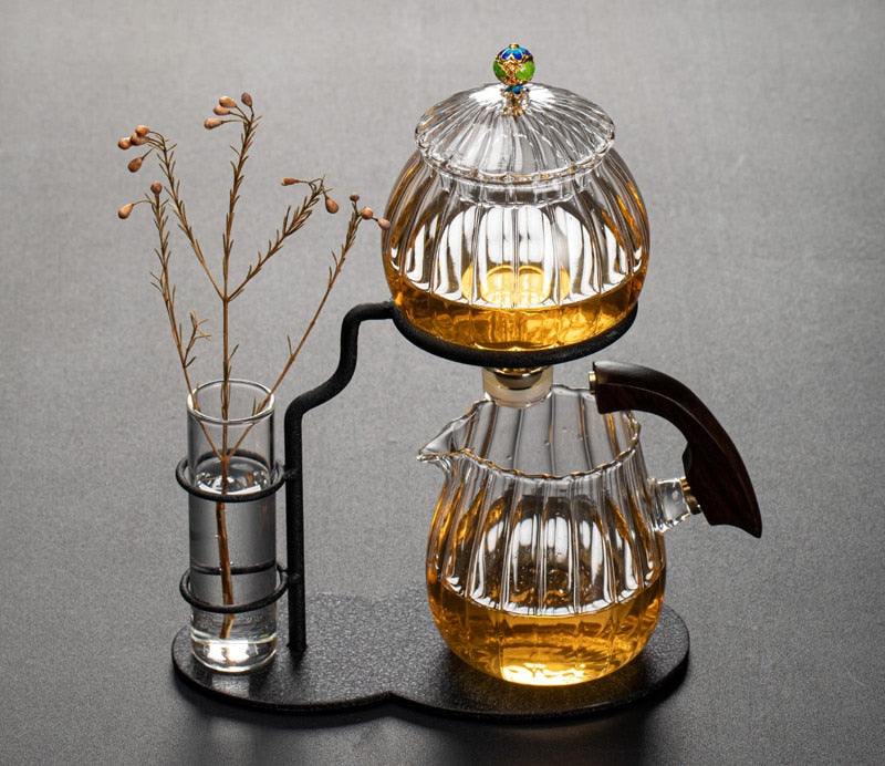 Creative Flower Arrangement Teapot Glass Lazy Automatic Tea Making Household Pu'er Scented Kung Fu tea Tea Set Infuser Drinking-Health Wisdom™