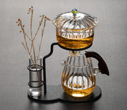 Creative Flower Arrangement Teapot Glass Lazy Automatic Tea Making Household Pu'er Scented Kung Fu tea Tea Set Infuser Drinking-Health Wisdom™