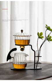Creative Flower Arrangement Teapot Glass Lazy Automatic Tea Making Household Puer Scented Kung Fu tea Tea Set Infuser Drinking-Health Wisdom™