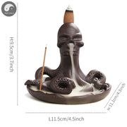 Creative Funny Skull Home Ornaments Home Decor Ocean Animal Octopus Backflow Incense Burner Incense Stick Burner (No Incense)-Health Wisdom™