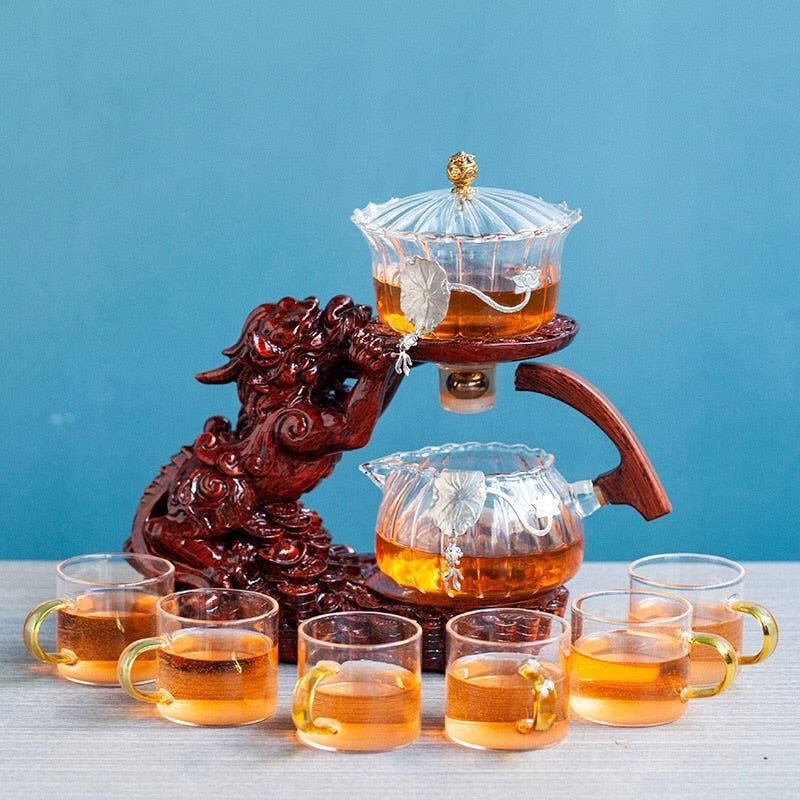 Creative GlassTea Set Automatic Teapot Tea Heat-resistant Kungfu Tea Drinking Tea Make Brave Troops-Health Wisdom™