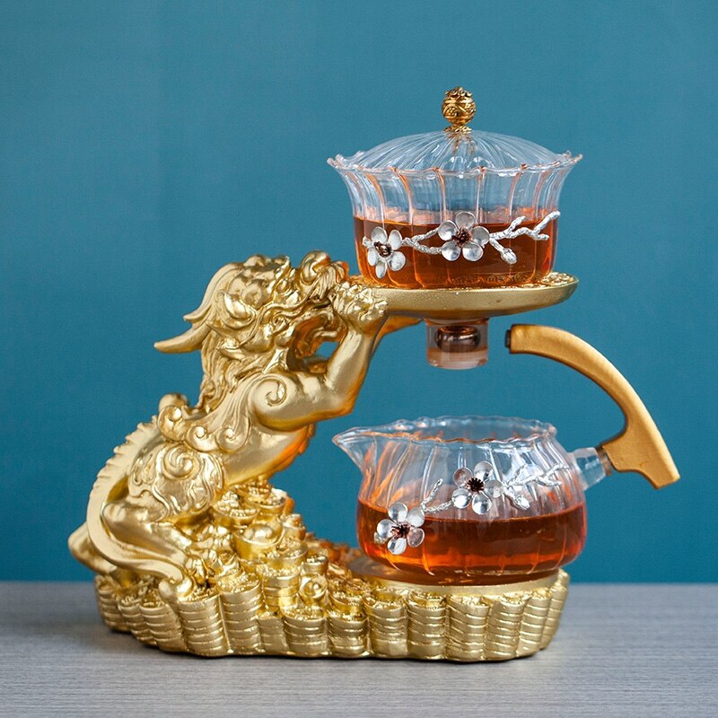 Creative GlassTea Set Automatic Teapot Tea Heat-resistant Kungfu Tea Drinking Tea Make Brave Troops-Health Wisdom™