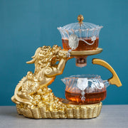 Creative GlassTea Set Automatic Teapot Tea Heat-resistant Kungfu Tea Drinking Tea Make Brave Troops-Health Wisdom™