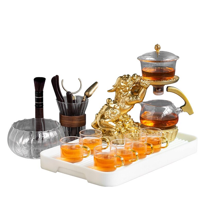 Creative GlassTea Set Automatic Teapot Tea Heat-resistant Kungfu Tea Drinking Tea Make Brave Troops-Health Wisdom™