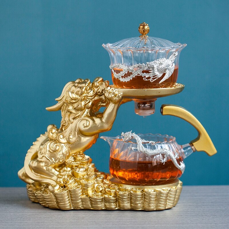 Creative GlassTea Set Automatic Teapot Tea Heat-resistant Kungfu Tea Drinking Tea Make Brave Troops-Health Wisdom™