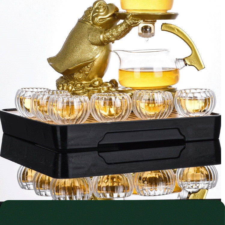 Creative Golden Toad Automatic Tea Set Set Household Heat-resistant Glass Tea Maker Tea Cup Office Kung Fu Teapot-Health Wisdom™
