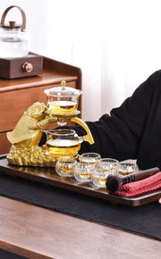 Creative Golden Toad Automatic Tea Set Set Household Heat-resistant Glass Tea Maker Tea Cup Office Kung Fu Teapot-Health Wisdom™