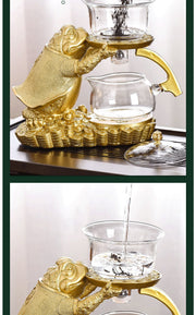 Creative Golden Toad Automatic Tea Set Set Household Heat-resistant Glass Tea Maker Tea Cup Office Kung Fu Teapot-Health Wisdom™