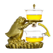 Creative Golden Toad Automatic Tea Set Set Household Heat-resistant Glass Tea Maker Tea Cup Office Kung Fu Teapot-Health Wisdom™