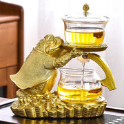 Creative Golden Toad Automatic Tea Set Set Household Heat-resistant Glass Tea Maker Tea Cup Office Kung Fu Teapot-Health Wisdom™