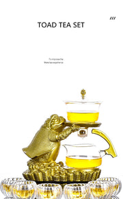 Creative Golden Toad Automatic Tea Set Set Household Heat-resistant Glass Tea Maker Tea Cup Office Kung Fu Teapot-Health Wisdom™