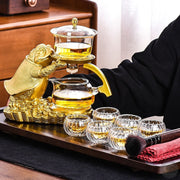 Creative Golden Toad Automatic Tea Set Set Household Heat-resistant Glass Tea Maker Tea Cup Office Kung Fu Teapot-Health Wisdom™