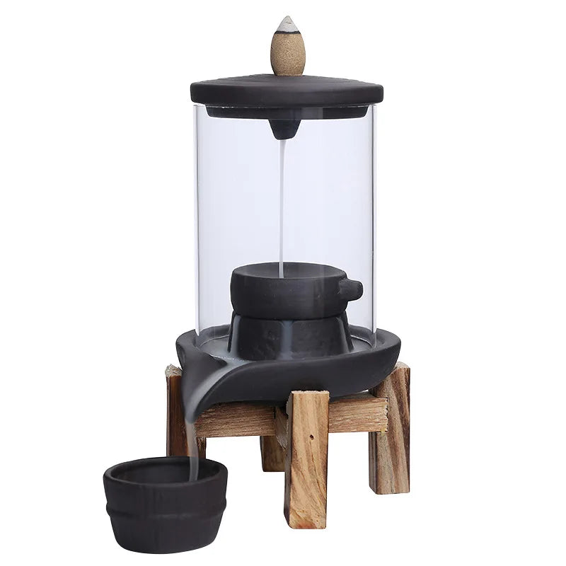 Creative Home Decorations Windproof Backflow Incense Burner Desktop Lucky Peaceful Ornaments Indoor Incense Fountain Candlestick-Health Wisdom™
