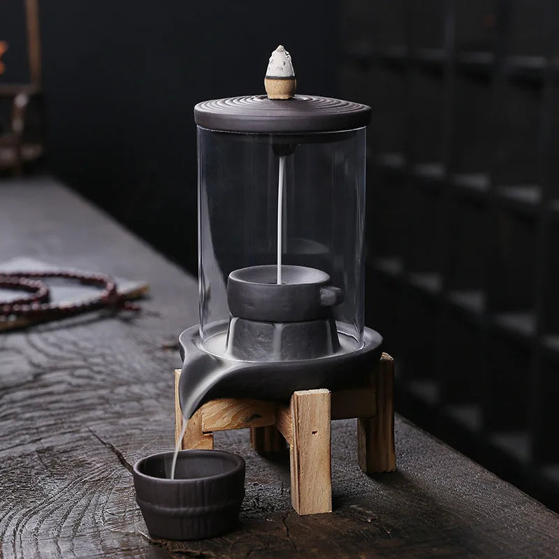 Creative Home Decorations Windproof Backflow Incense Burner Desktop Lucky Peaceful Ornaments Indoor Incense Fountain Candlestick-Health Wisdom™