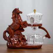 Creative Horse Teapot Full Automatic Glass Teapot Infuser Magnetic Water Diversion Heat-resistant Kungfu Tea Drinking Tea Set-Health Wisdom™