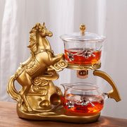 Creative Horse Teapot Full Automatic Glass Teapot Infuser Magnetic Water Diversion Heat-resistant Kungfu Tea Drinking Tea Set-Health Wisdom™
