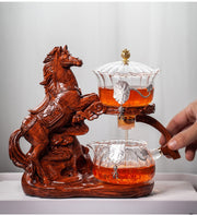 Creative Horse Teapot Full Automatic Glass Teapot Infuser Magnetic Water Diversion Heat-resistant Kungfu Tea Drinking Tea Set-Health Wisdom™