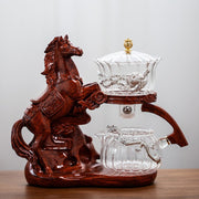 Creative Horse Teapot Full Automatic Glass Teapot Infuser Magnetic Water Diversion Heat-resistant Kungfu Tea Drinking Tea Set-Health Wisdom™
