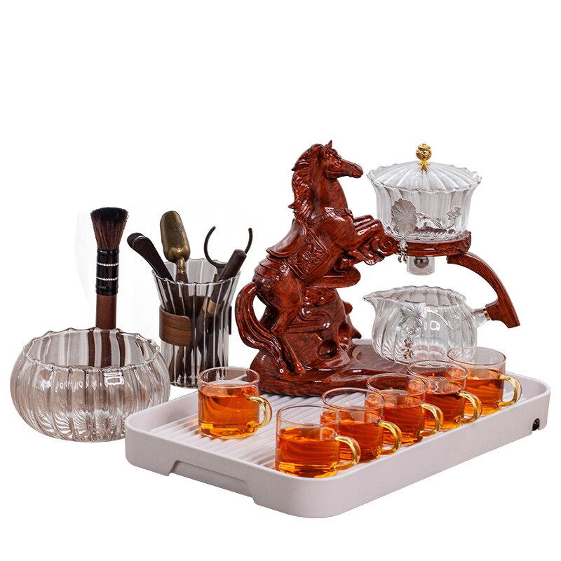Creative Horse Teapot Full Automatic Glass Teapot Infuser Magnetic Water Diversion Heat-resistant Kungfu Tea Drinking Tea Set-Health Wisdom™