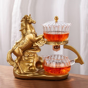 Creative Horse Teapot Full Automatic Glass Teapot Infuser Magnetic Water Diversion Heat-resistant Kungfu Tea Drinking Tea Set-Health Wisdom™