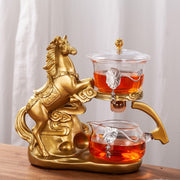 Creative Horse Teapot Full Automatic Glass Teapot Infuser Magnetic Water Diversion Heat-resistant Kungfu Tea Drinking Tea Set-Health Wisdom™