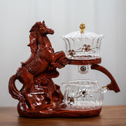 Creative Horse Teapot Full Automatic Glass Teapot Infuser Magnetic Water Diversion Heat-resistant Kungfu Tea Drinking Tea Set-Health Wisdom™