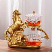 Creative Horse Teapot Full Automatic Glass Teapot Infuser Magnetic Water Diversion Heat-resistant Kungfu Tea Drinking Tea Set-Health Wisdom™