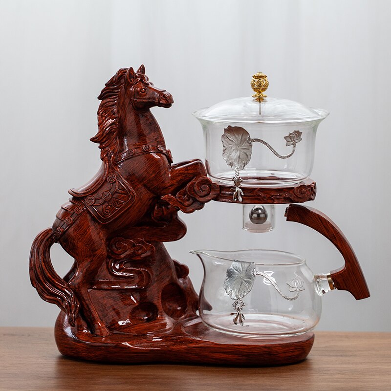 Creative Horse Teapot Full Automatic Glass Teapot Infuser Magnetic Water Diversion Heat-resistant Kungfu Tea Drinking Tea Set-Health Wisdom™