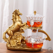 Creative Horse Teapot Full Automatic Glass Teapot Infuser Magnetic Water Diversion Heat-resistant Kungfu Tea Drinking Tea Set-Health Wisdom™