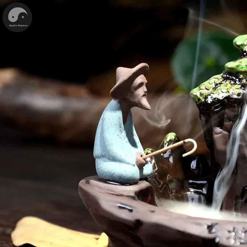 Creative Landscape of Guilin The Old Man Fishing Incense Cones Burner Incense Stick Holder Ceramic Censer Home Decoration-Health Wisdom™