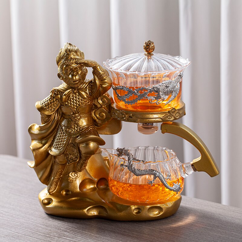 Creative Monkey King Glass Tea Set Automatic Teapot Tea Heat-resistant Kungfu Tea Drinking Tea Make Puer Tea Infuser-Health Wisdom™