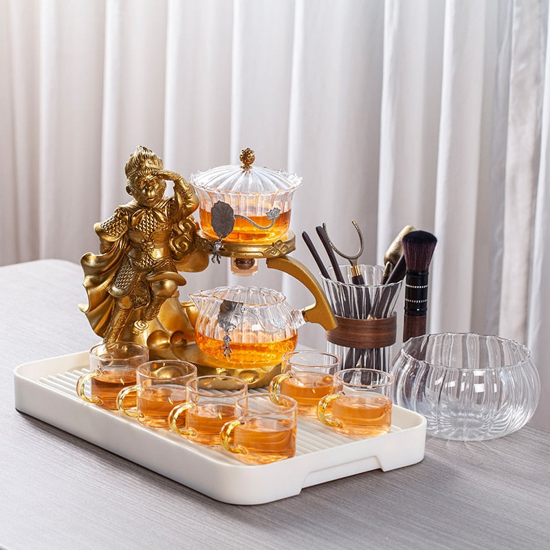 Creative Monkey King Glass Tea Set Automatic Teapot Tea Heat-resistant Kungfu Tea Drinking Tea Make Puer Tea Infuser-Health Wisdom™