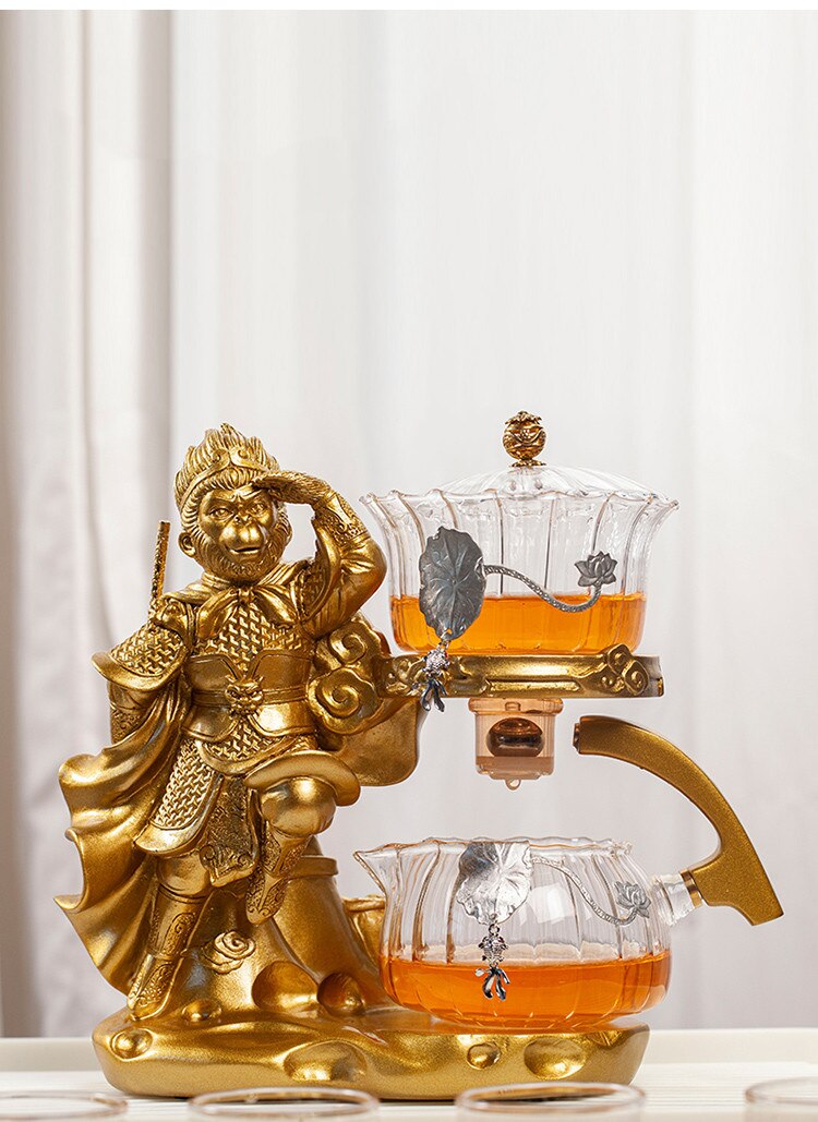 Creative Monkey King Glass Tea Set Automatic Teapot Tea Heat-resistant Kungfu Tea Drinking Tea Make Puer Tea Infuser-Health Wisdom™