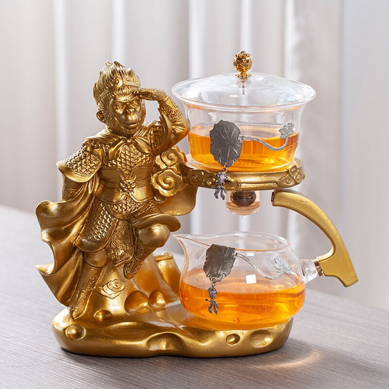Creative Monkey King Glass Tea Set Automatic Teapot Tea Heat-resistant Kungfu Tea Drinking Tea Make Puer Tea Infuser-Health Wisdom™
