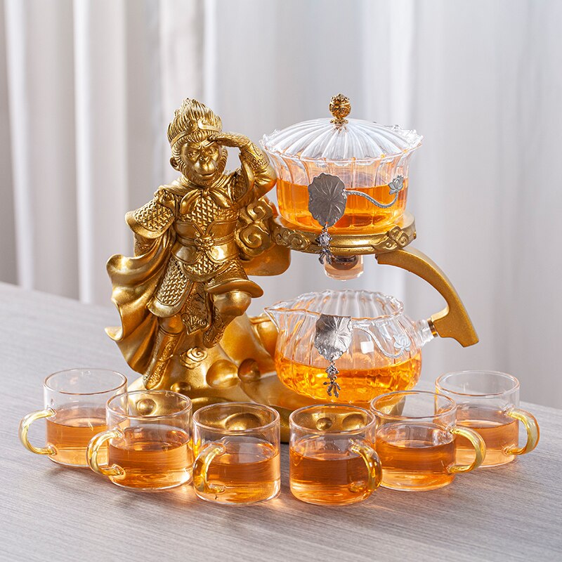 Creative Monkey King Glass Tea Set Automatic Teapot Tea Heat-resistant Kungfu Tea Drinking Tea Make Puer Tea Infuser-Health Wisdom™