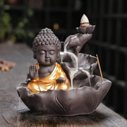 Creative Purple Clay Zen Buddha Backflow Incense Burner Lotus Incense Stick Holder, Aromatherapy Home Decor Censer - No Incense-Health Wisdom™