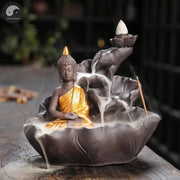 Creative Purple Clay Zen Buddha Backflow Incense Burner Lotus Incense Stick Holder, Aromatherapy Home Decor Censer - No Incense-Health Wisdom™