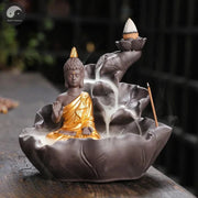 Creative Purple Clay Zen Buddha Backflow Incense Burner Lotus Incense Stick Holder, Aromatherapy Home Decor Censer - No Incense-Health Wisdom™