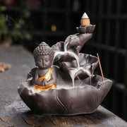 Creative Purple Clay Zen Buddha Backflow Incense Burner Lotus Incense Stick Holder, Aromatherapy Home Decor Censer - No Incense-Health Wisdom™